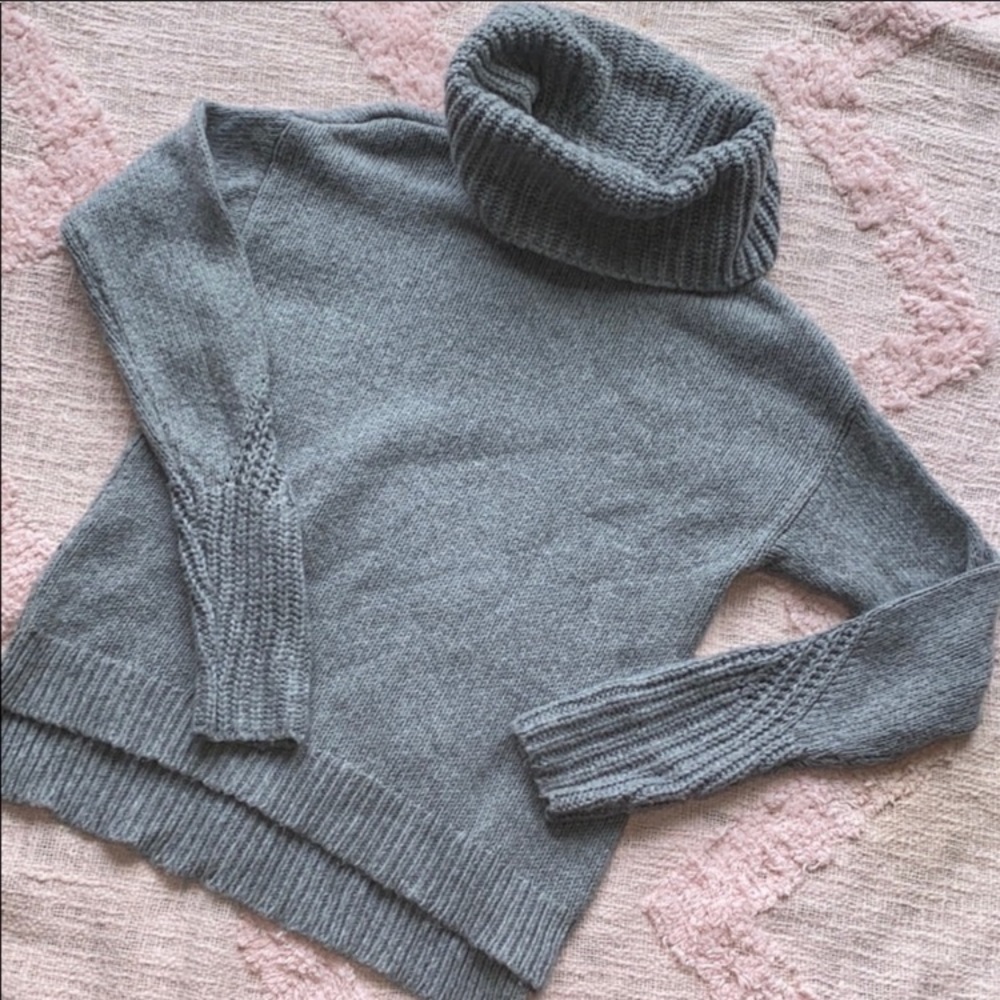 SOLD White House Black Market Gray Cowl Neck Swea